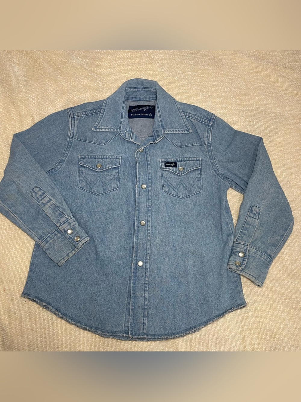 Wrangler Light Blue Denim Western Shirt with Navy Label 5/6 kids